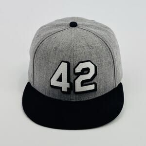 Baseballism Jackie Robinson #42 Snapback Hat Gray Black Limited Edition Cap
